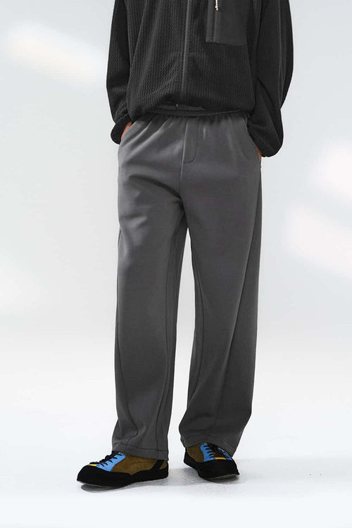 Loose Straight-Leg Stretch Pants - Dark Gray