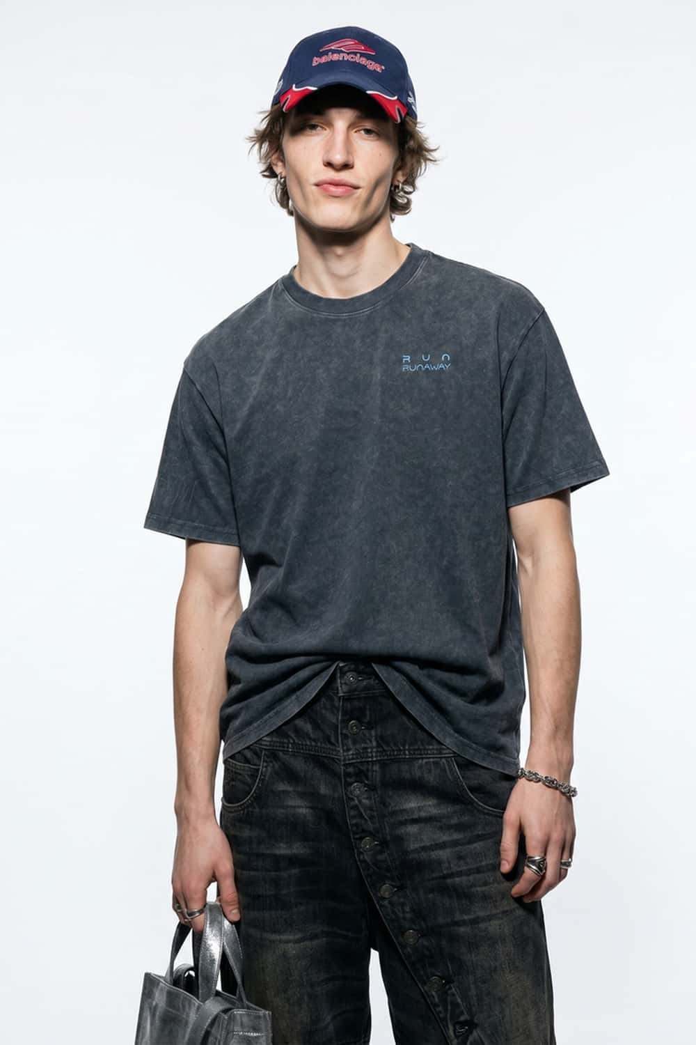 Washed Gradient Graphic T-Shirt - Dark Gray