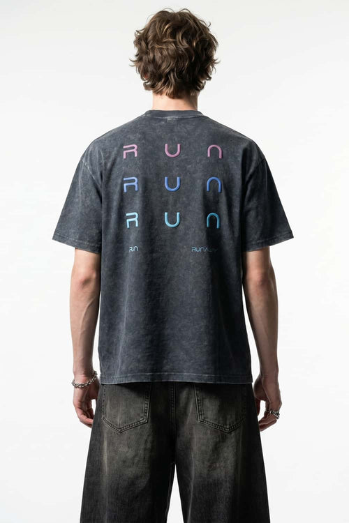 Washed Gradient Graphic T-Shirt - Dark Gray
