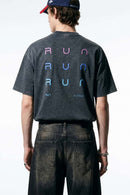Washed Gradient Graphic T-Shirt - Dark Gray