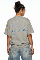 Washed Gradient Graphic T-Shirt - Khaki