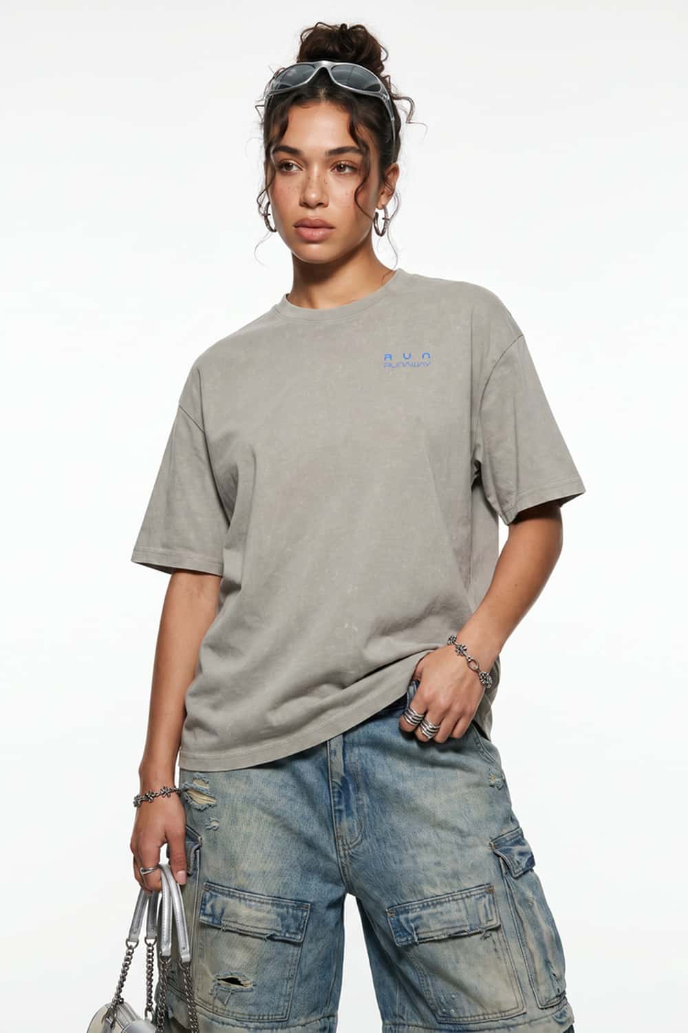 Washed Gradient Graphic T-Shirt - Khaki