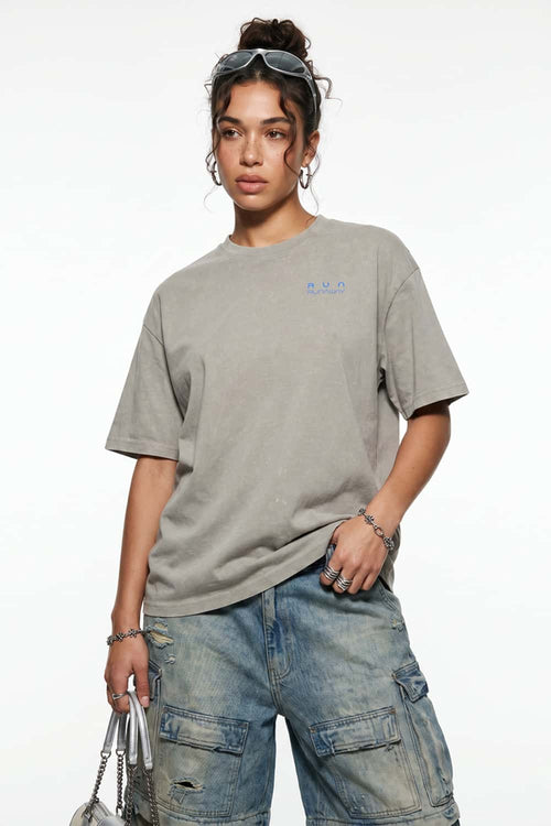 Washed Gradient Graphic T-Shirt - Khaki