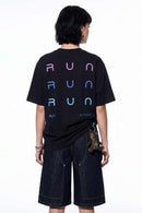 Gradient Letter Graphic T-Shirt - Black
