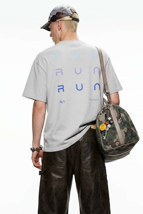 Gradient Letter Graphic T-Shirt - Gray