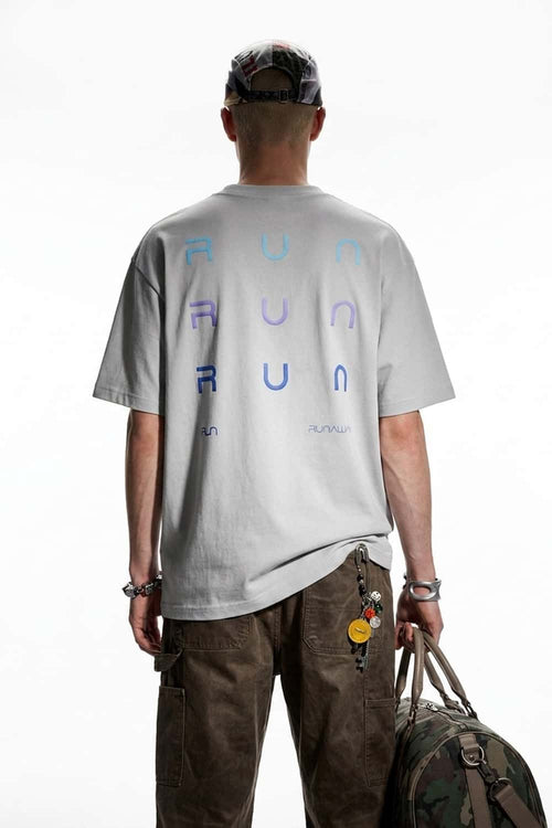 Gradient Letter Graphic T-Shirt - Gray