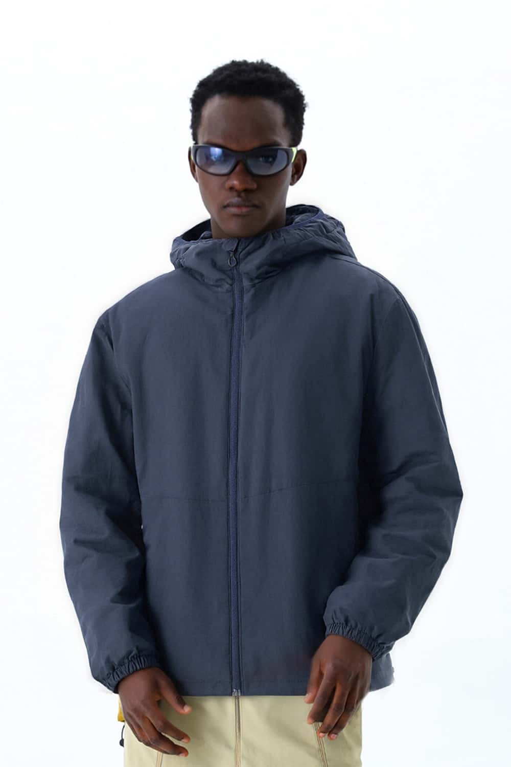 Water-Repellent Insulated Hooded Jacket - Navy Blue