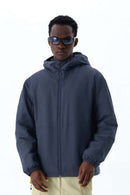 Water-Repellent Insulated Hooded Jacket - Navy Blue