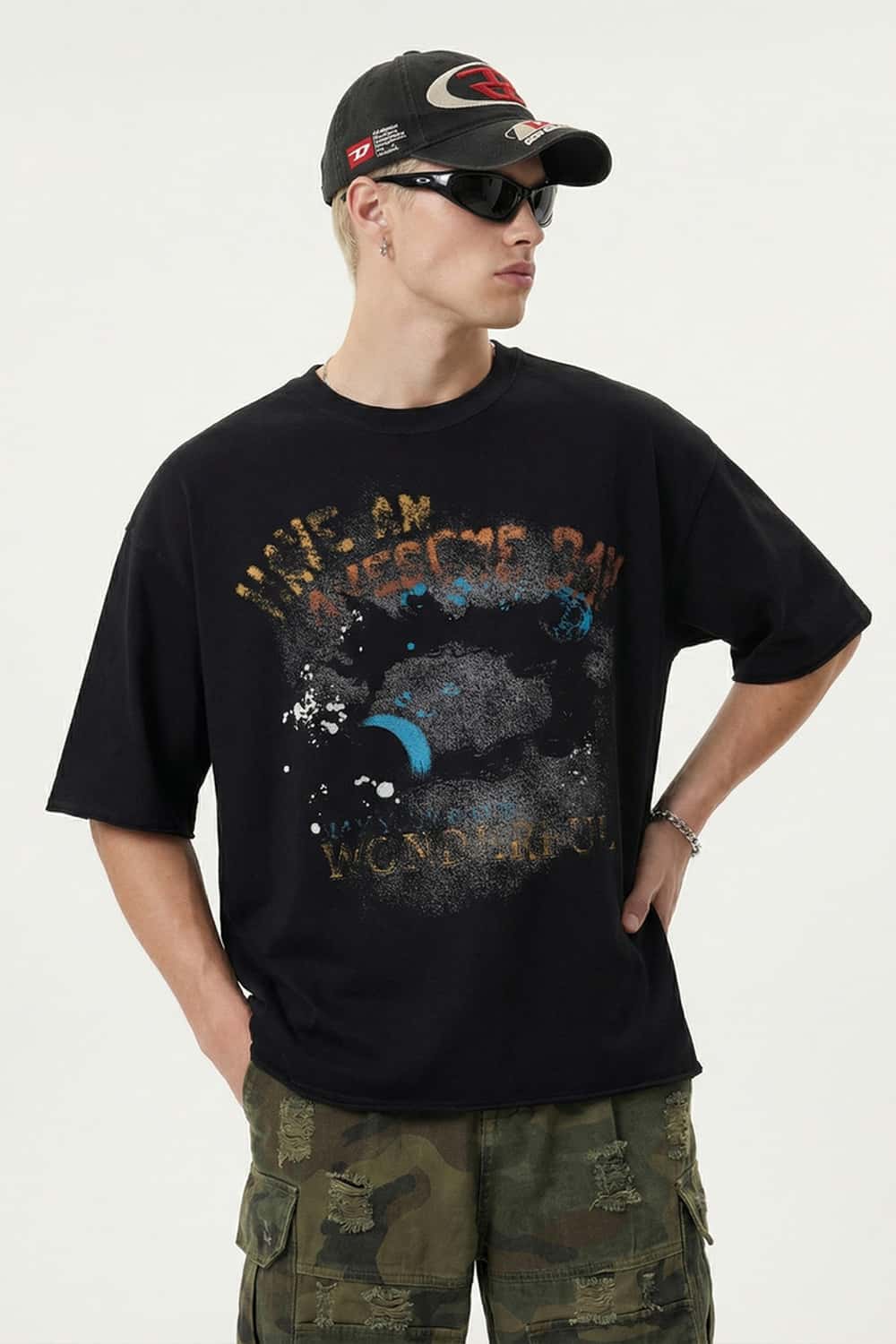 Vintage Graphic Loose Fit T-Shirt - Active Black