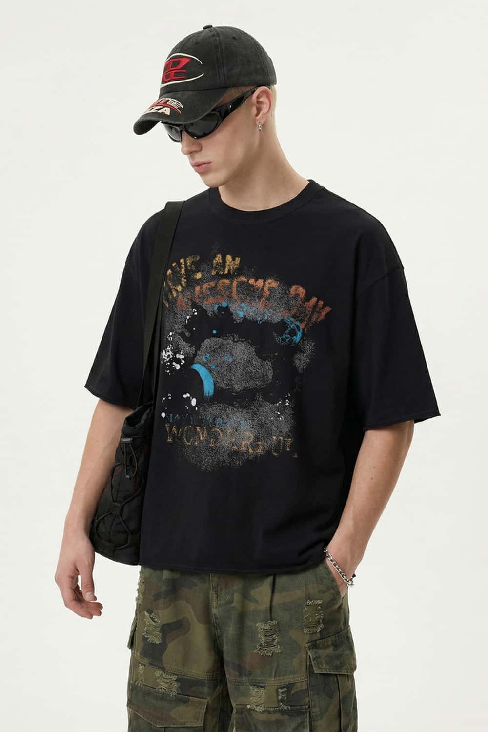 Vintage Graphic Loose Fit T-Shirt - Active Black