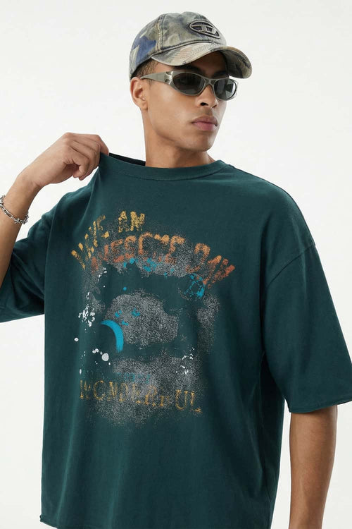 Vintage Graphic Loose Fit T-Shirt - Green