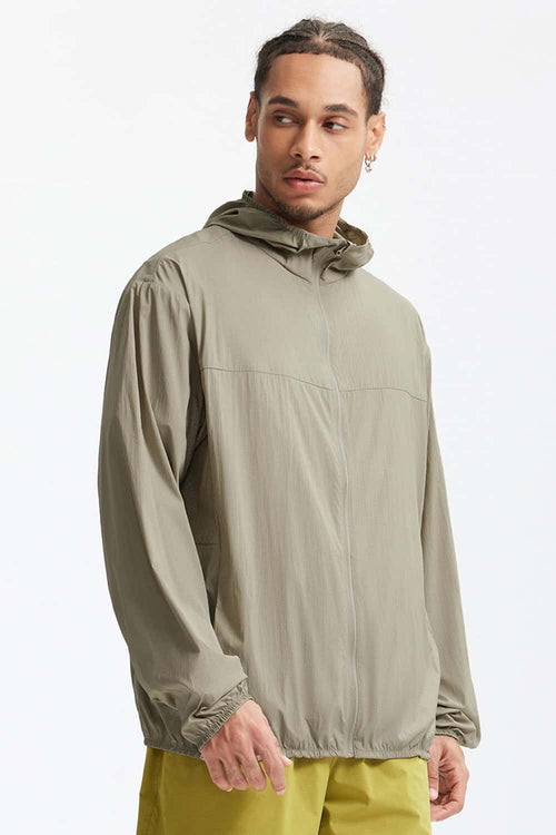 Lightweight UPF Hooded Shell Jacket - Khaki