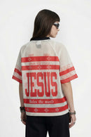Graphic Mesh V-Neck Jersey - Red