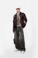 Washed Barrel-Leg Utility Jeans - Black