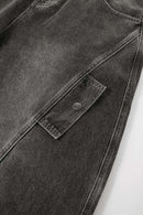 Washed Barrel-Leg Utility Jeans - Black