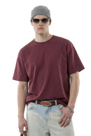 Cotton-Blend Relaxed Crewneck Tee - Red