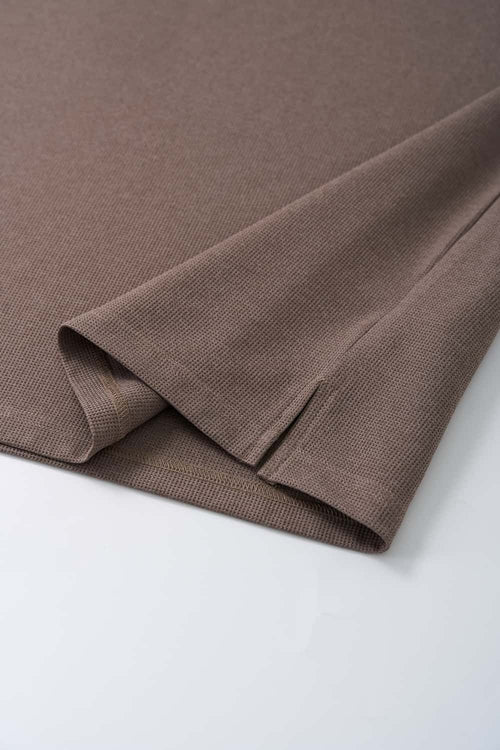 Textured Henley Short Sleeve Tee - Brown