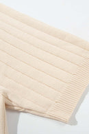 Ribbed Henley Short Sleeve Knit Top - Apricot