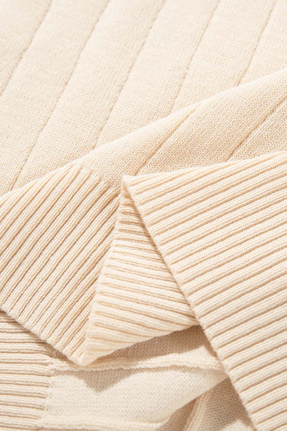 Ribbed Henley Short Sleeve Knit Top - Apricot