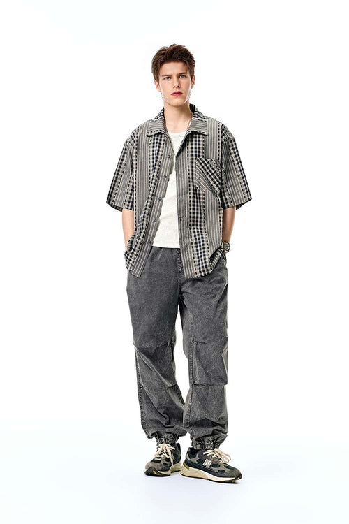 Washed Utility Jogger Pants - Blue