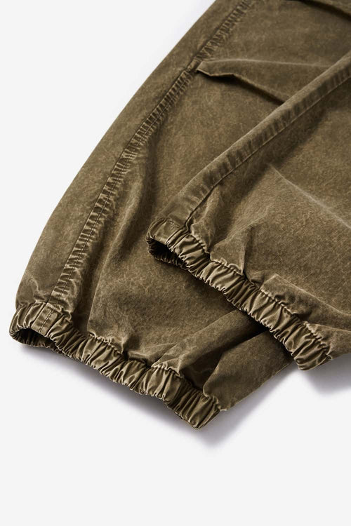 Washed Utility Jogger Pants - Brown