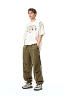 Washed Utility Jogger Pants - Brown