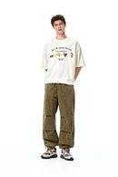 Washed Utility Jogger Pants - Brown