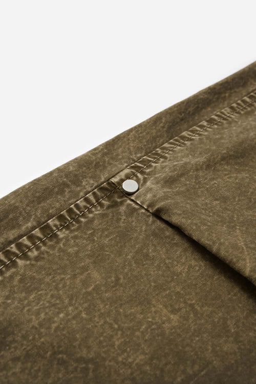 Washed Utility Jogger Pants - Brown