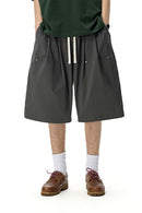 Rivet Detail Utility Long Shorts - Gray
