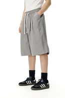 Rivet Detail Utility Long Shorts - Light Gray