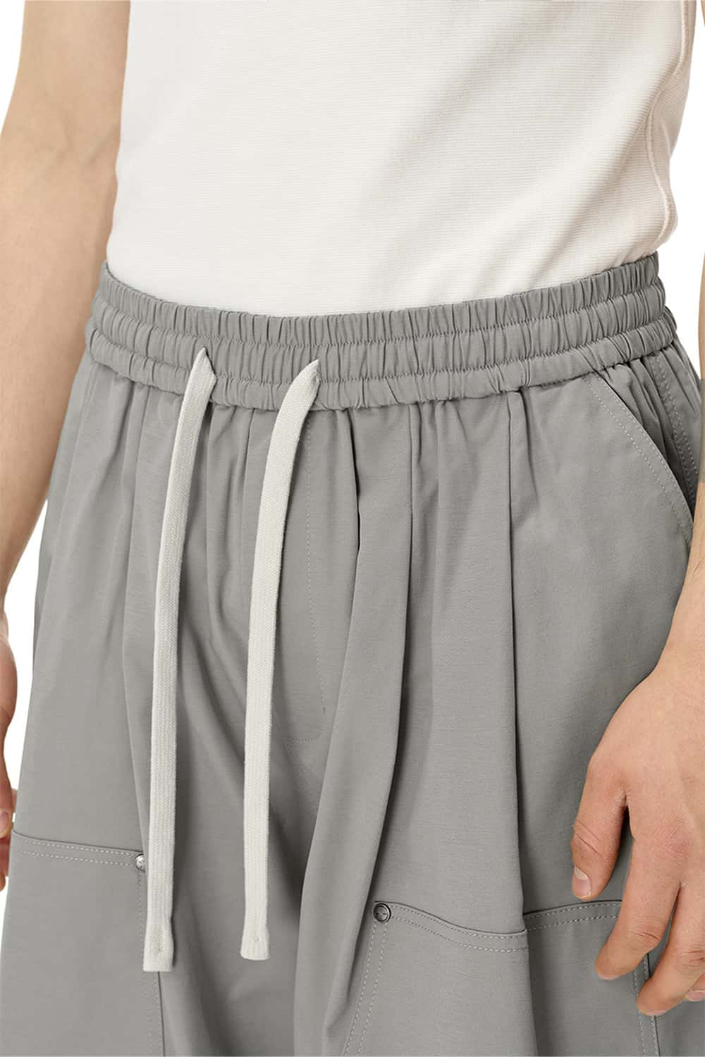 Rivet Detail Utility Long Shorts - Light Gray