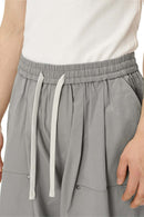Rivet Detail Utility Long Shorts - Light Gray