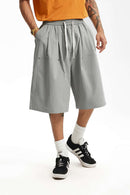 Rivet Detail Utility Long Shorts - Light Gray