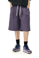 Rivet Detail Utility Long Shorts - Light Purple