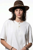 Relaxed Henley Cotton-Blend T-Shirt - Cream White