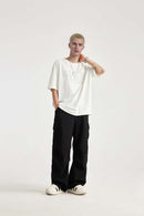 Wide-Leg Utility Knit Pants - Black
