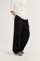 Wide-Leg Utility Knit Pants - Black
