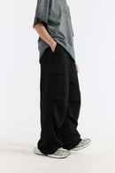 Wide-Leg Utility Knit Pants - Black