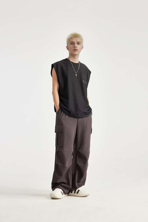 Wide-Leg Utility Knit Pants - Deep Burgundy Purple