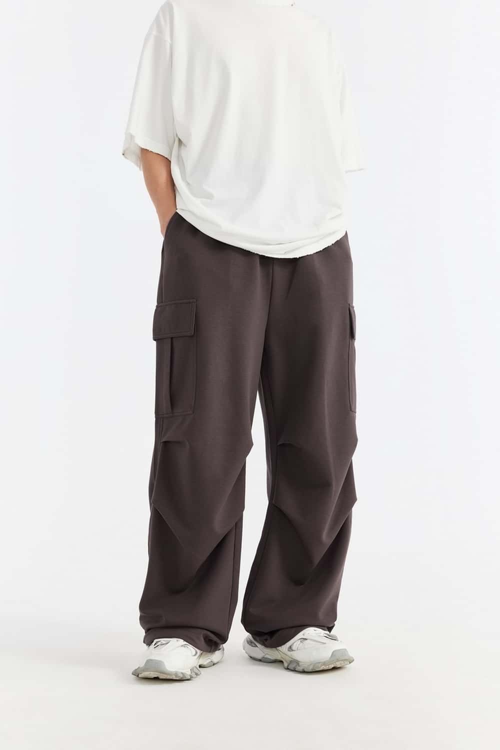 Wide-Leg Utility Knit Pants - Deep Burgundy Purple
