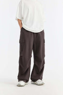 Wide-Leg Utility Knit Pants - Deep Burgundy Purple