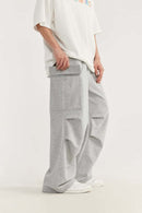 Wide-Leg Utility Knit Pants - Flower Gray