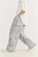 Wide-Leg Utility Knit Pants - Flower Gray