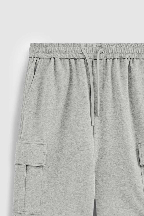 Wide-Leg Utility Knit Pants - Flower Gray