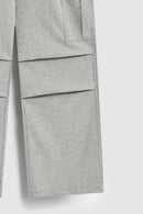 Wide-Leg Utility Knit Pants - Flower Gray