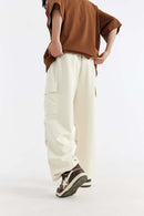 Wide-Leg Utility Knit Pants - Rice Apricot