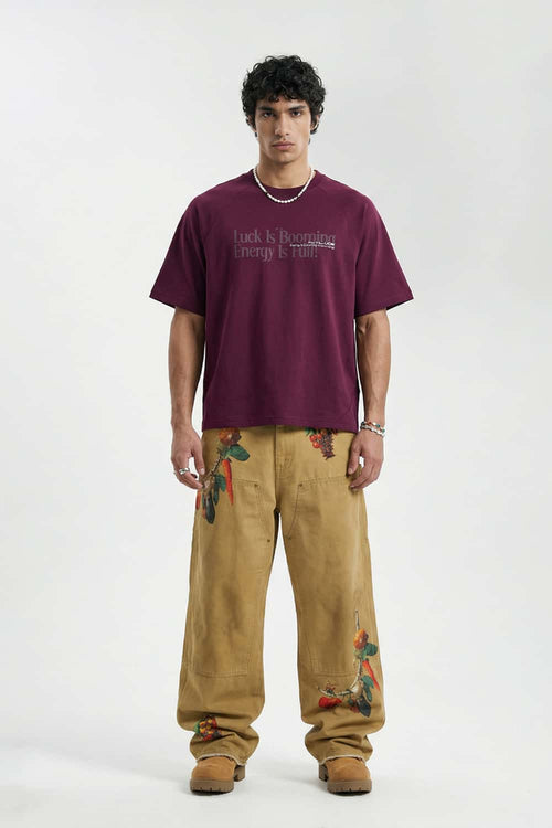 Raglan Graphic Relaxed T-Shirt - Purple