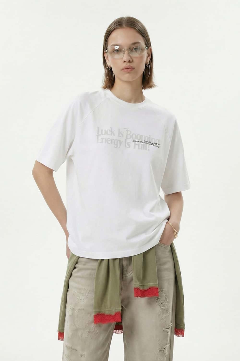 Raglan Graphic Relaxed T-Shirt - White