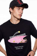 Tennis Graphic Relaxed T-Shirt - Black