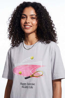 Tennis Graphic Relaxed T-Shirt - Gray